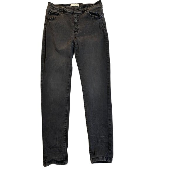 Kancan Womens Jeans Size 13/30 Black Button-Fly Skinny Cotton Blend Stretch Deni - Picture 1 of 16